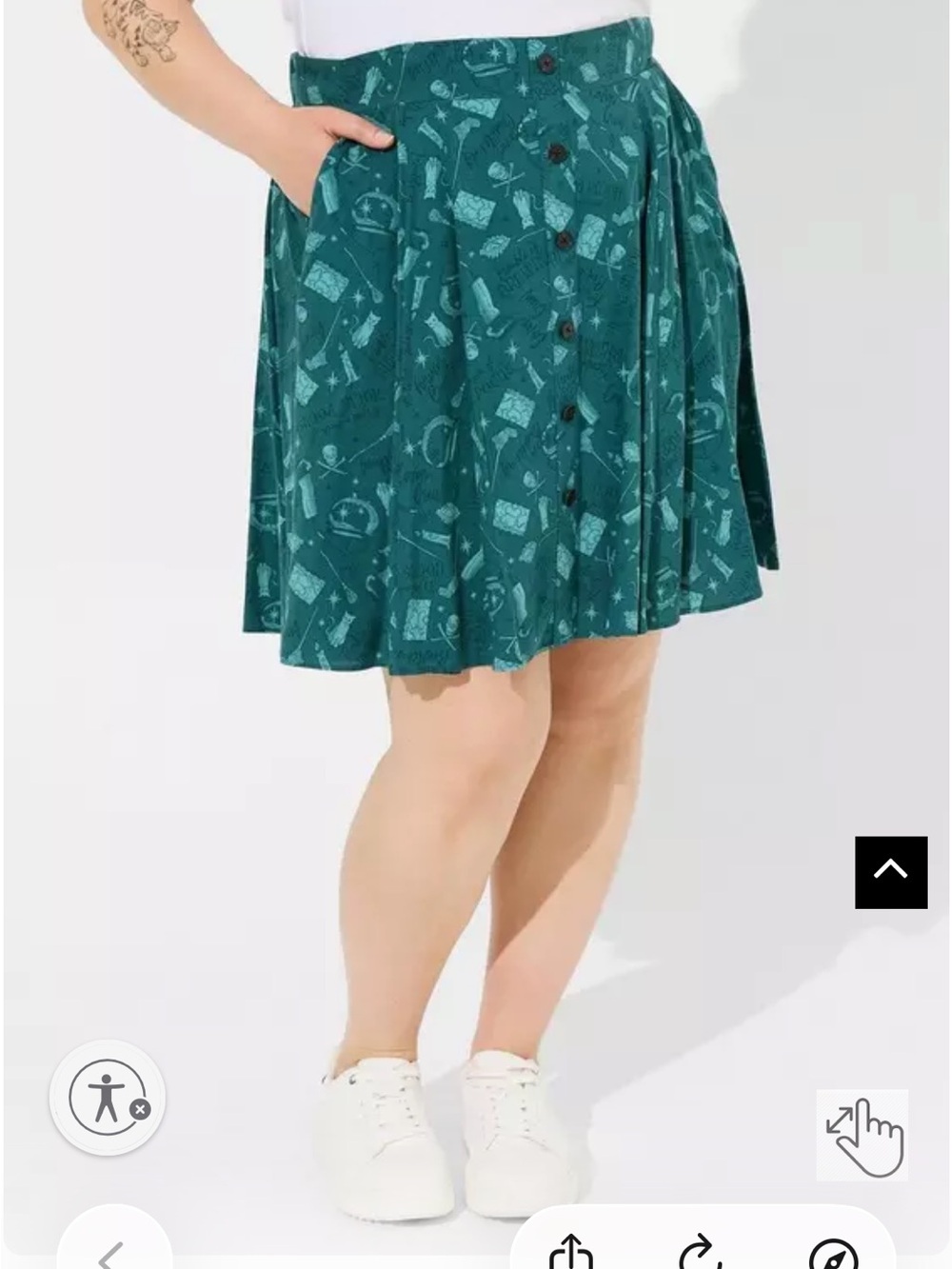 Torrid Disney Hocus Pocus Teal Button Front Circle Skirt Size M/L